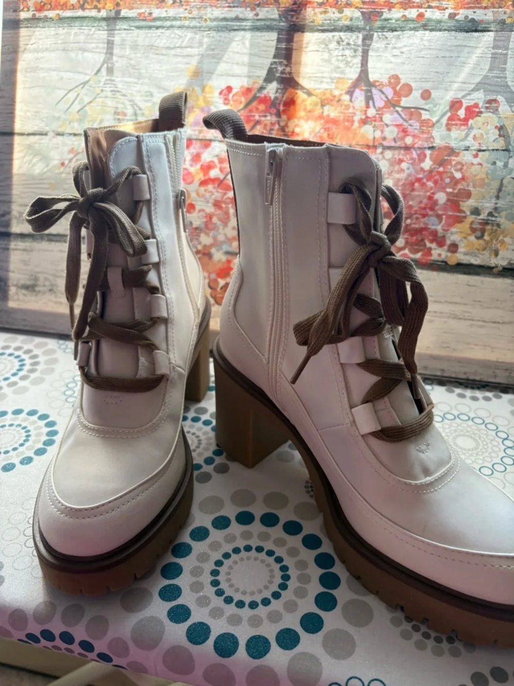 NEW-9  Lace-Up Zipper 3”heel   Ankle Boots - Y2K festival Bohemian